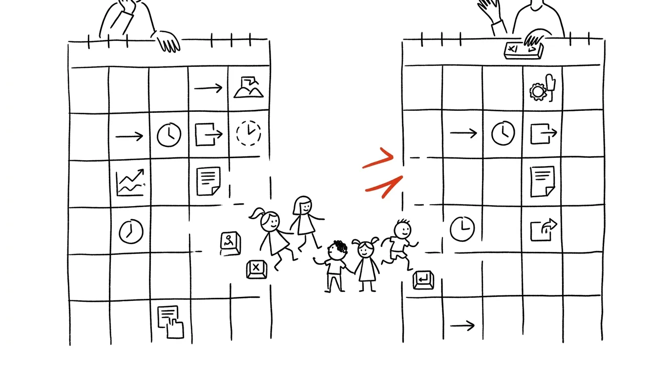 Illustration for: Parents and time: two calendars, and kids in between