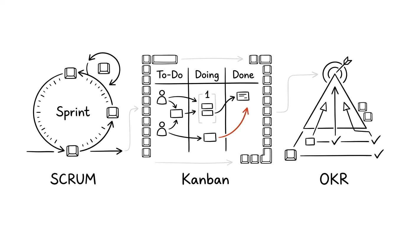 Illustration for: Scrum, Kanban and OKRs for individuals
