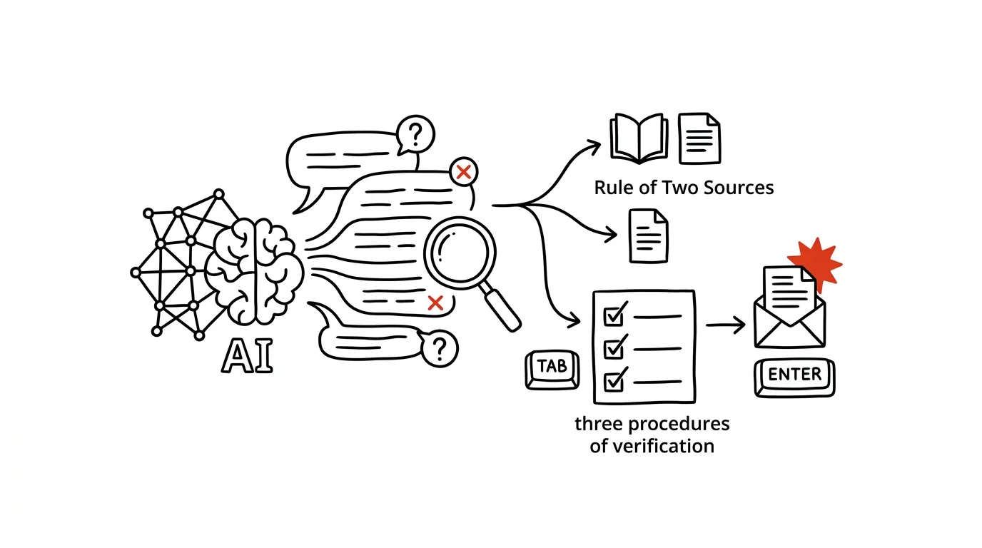Illustration for: AI makes things up with total confidence. Verify it