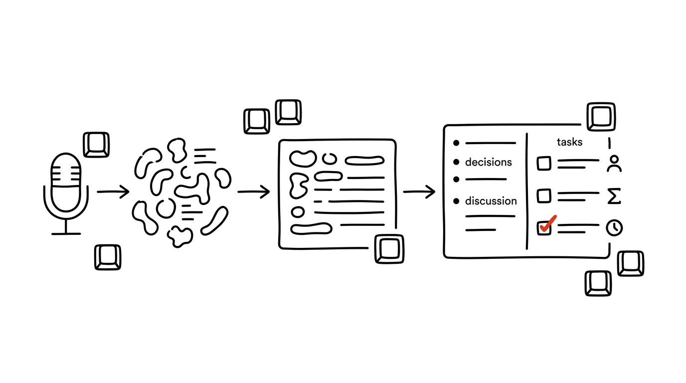 Illustration for: From a meeting recording to notes with tasks in a minute