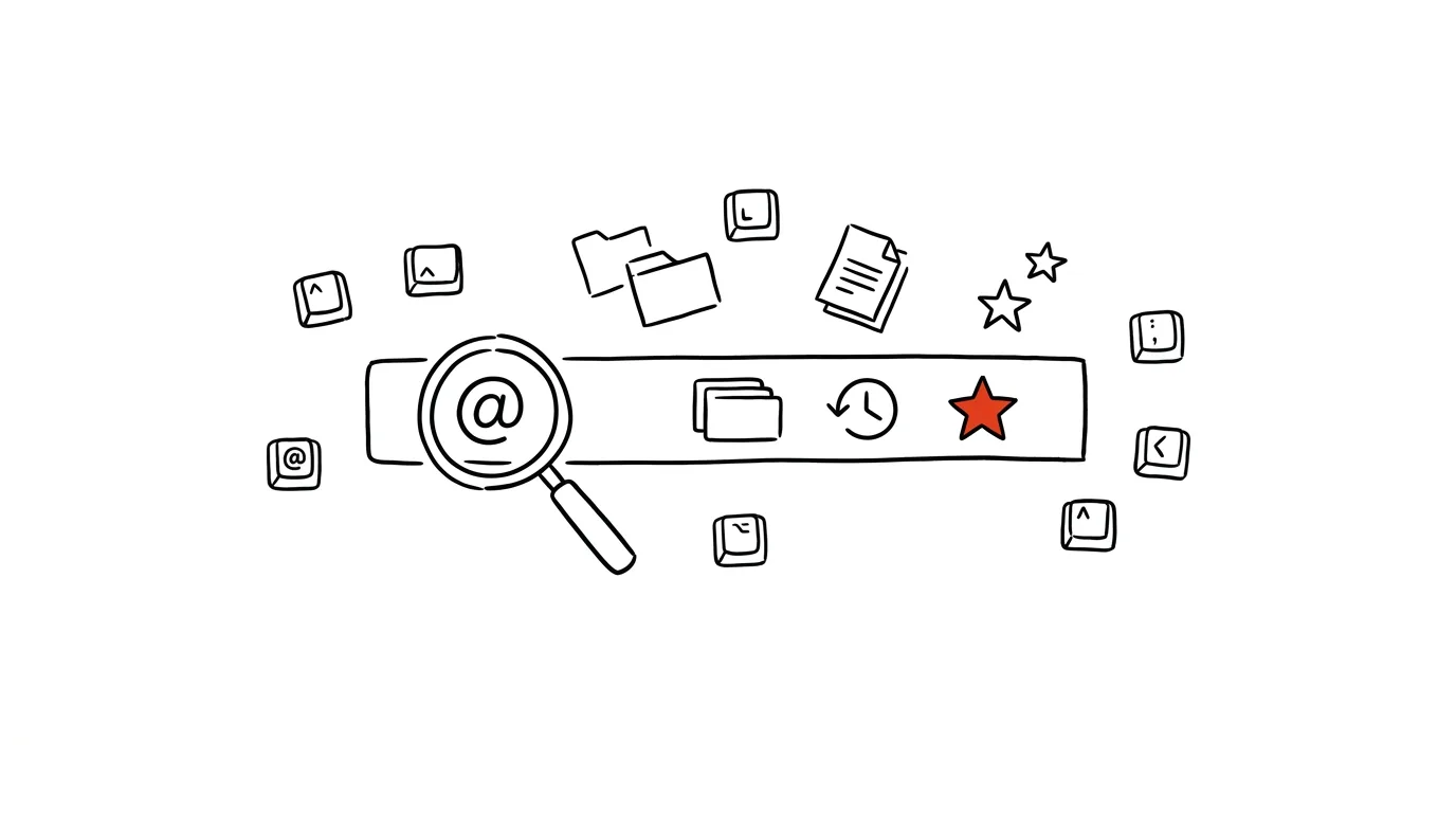 Illustration for: Search tabs, history, and bookmarks with @