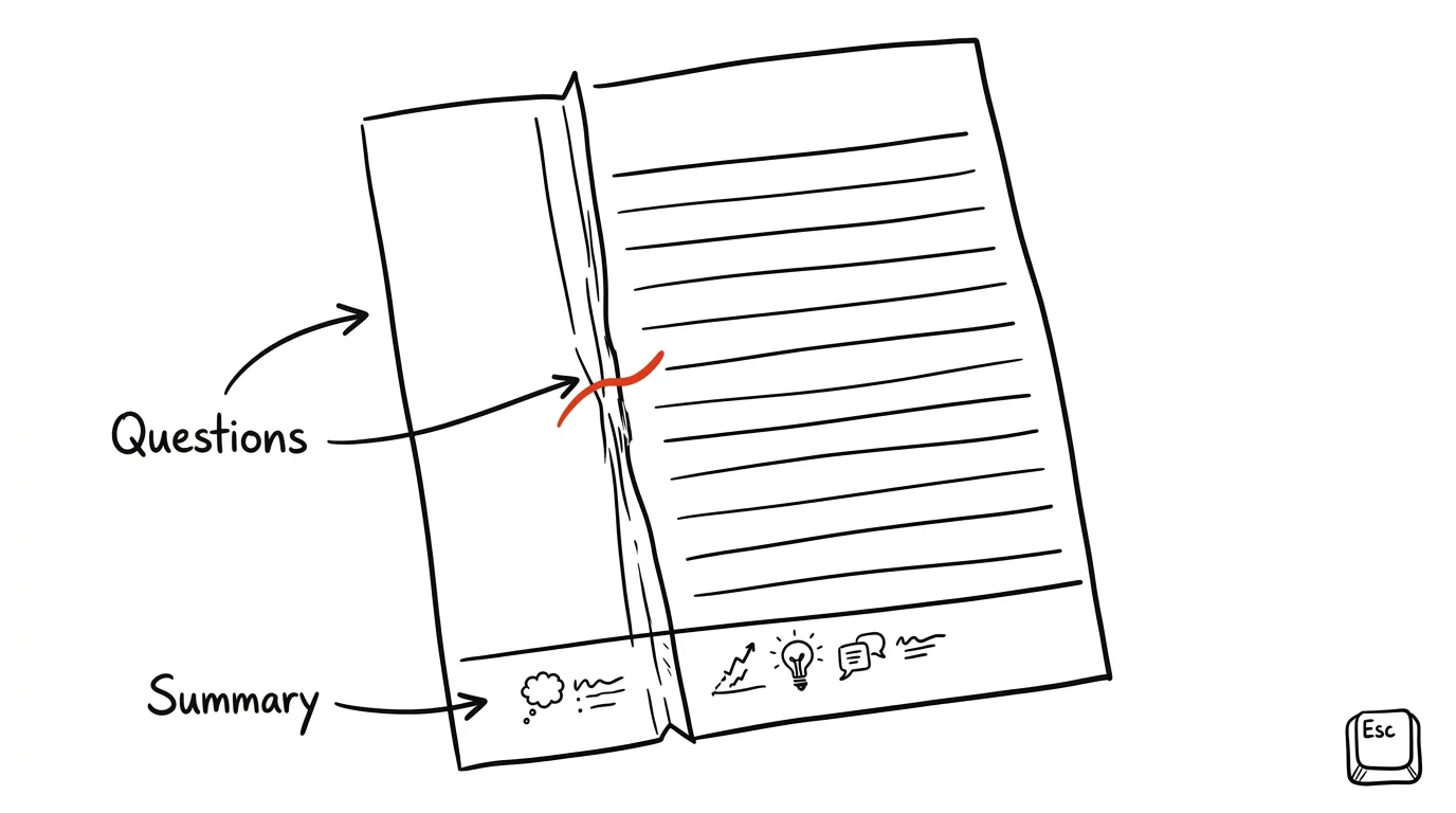 Illustration for: Cornell Notes, Stripped Down: A Folded Margin and a Summary Line