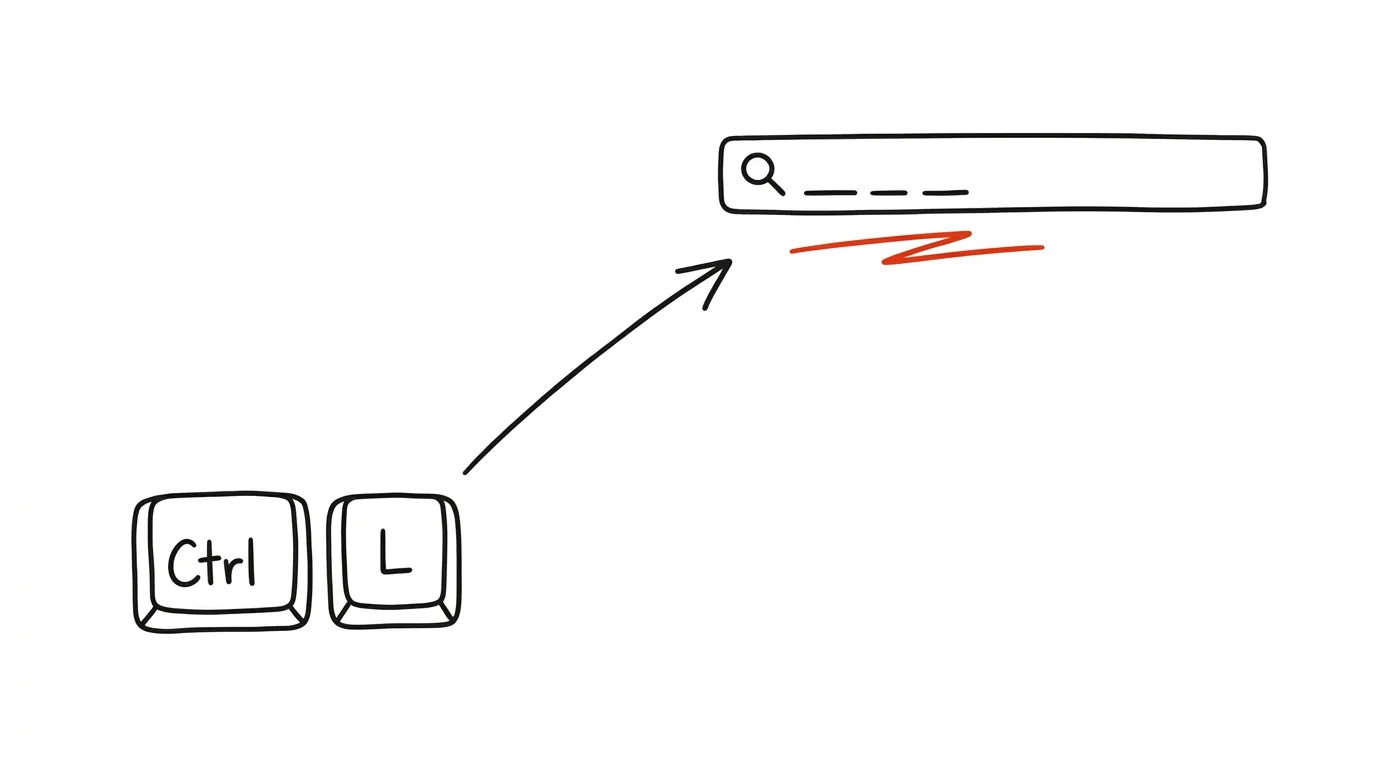 Illustration for: Ctrl+L: straight to the address bar, no mouse needed