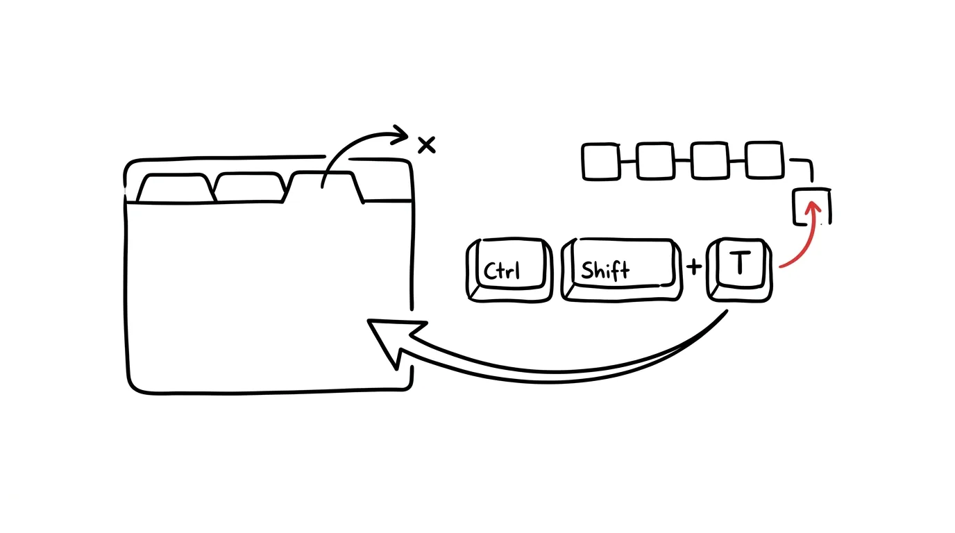 Illustration for: Closed a tab by mistake? Ctrl+Shift+T brings it back