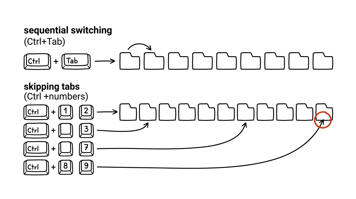 Illustration for: Switch tabs from the keyboard: Ctrl+Tab and the numbers