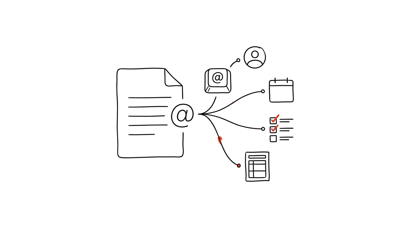 Illustration for: Google Docs: @ inserts people, dates, and templates