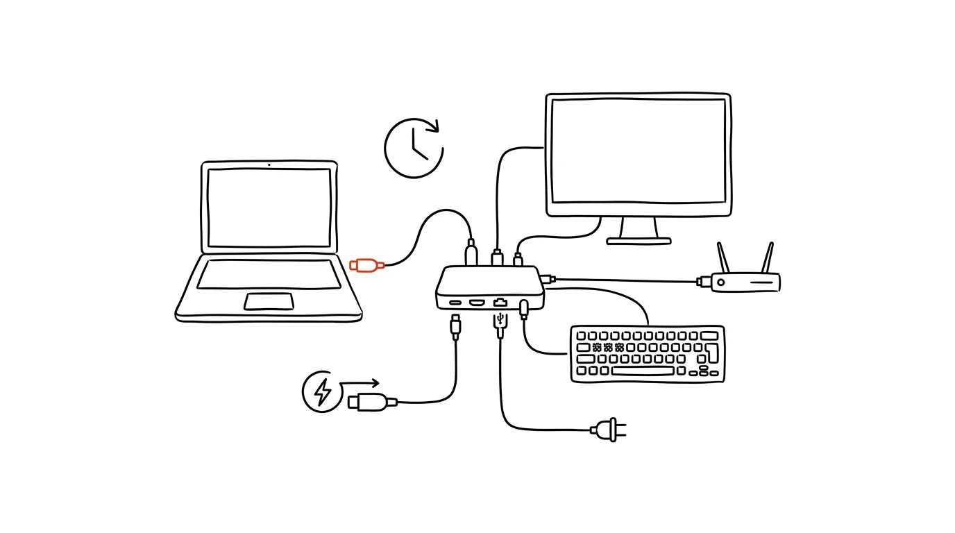 Illustration for: A docking station: one cable and you're working