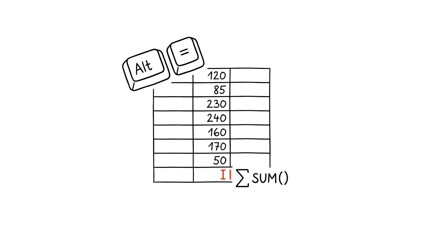 Illustration for: Alt+= : Auto-Sum Below a Column