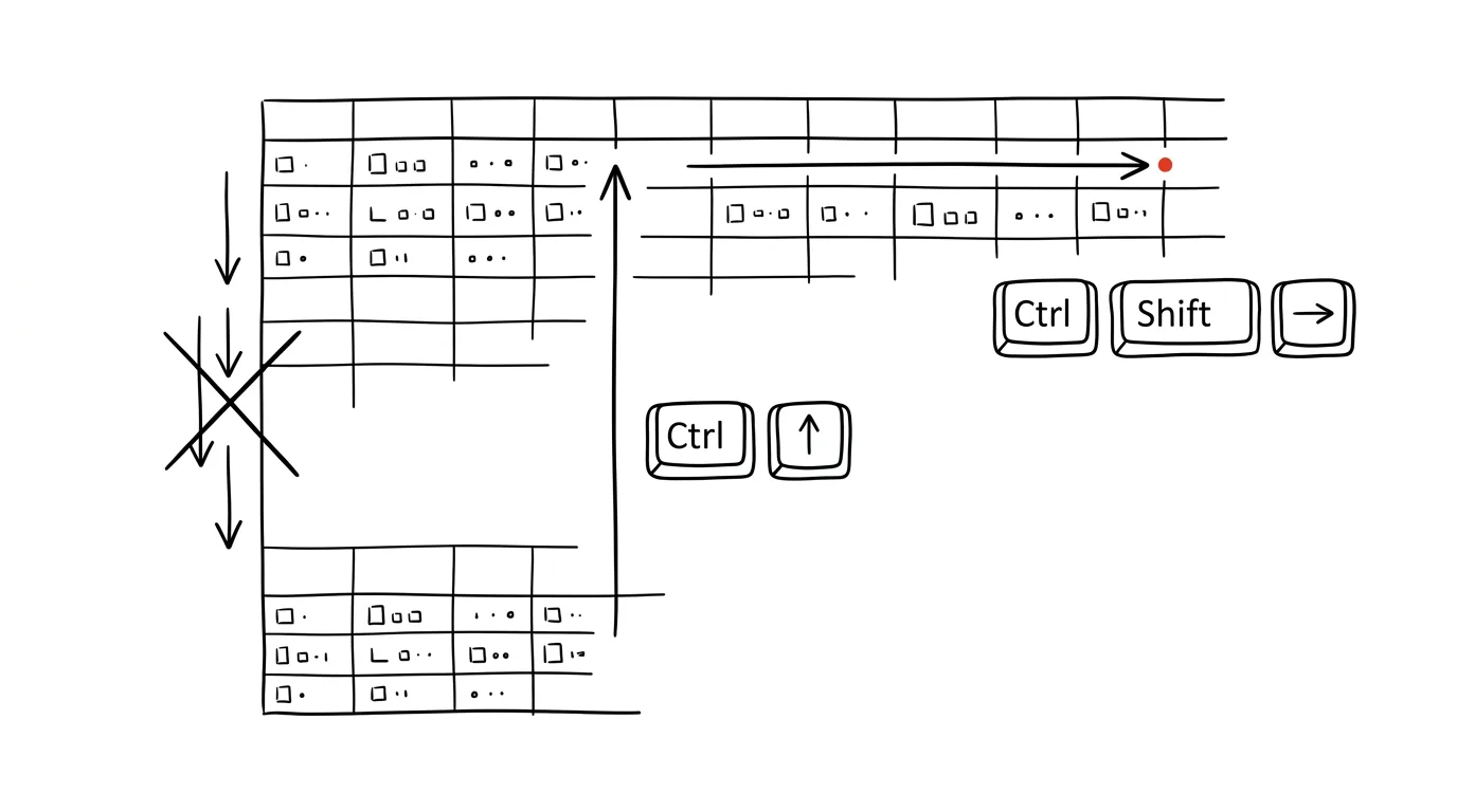 Illustration for: Excel: Ctrl+Arrow Keys Jump to the Edge of Your Data