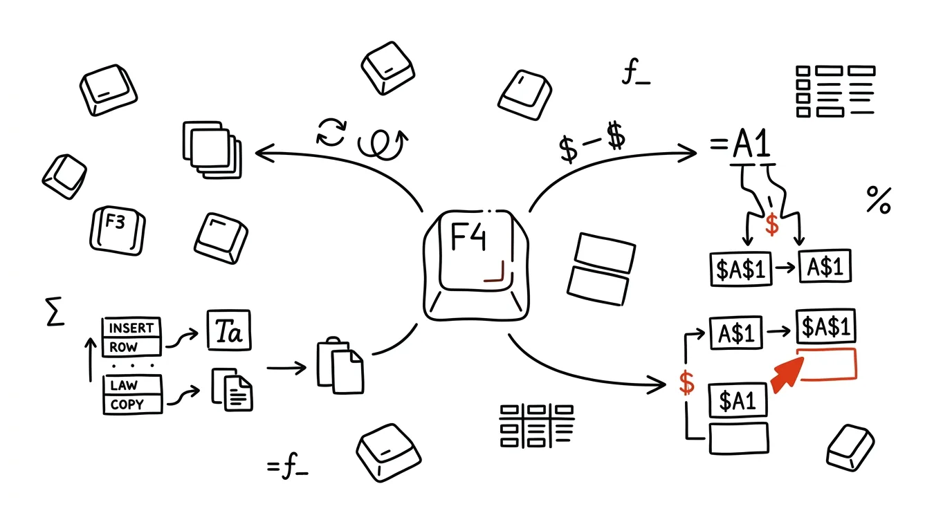Illustration for: F4 in Excel: Repeats Your Last Action and Locks a Reference