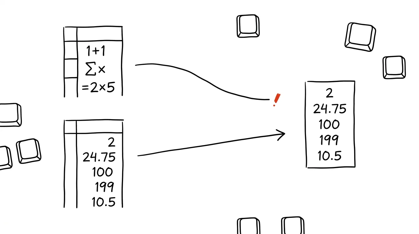 Illustration for: Paste Values Only: Formulas Out, Numbers Stay