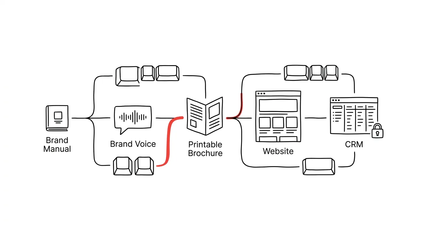 Illustration for: Your brand as a system: from brand voice through brochure and website to CRM