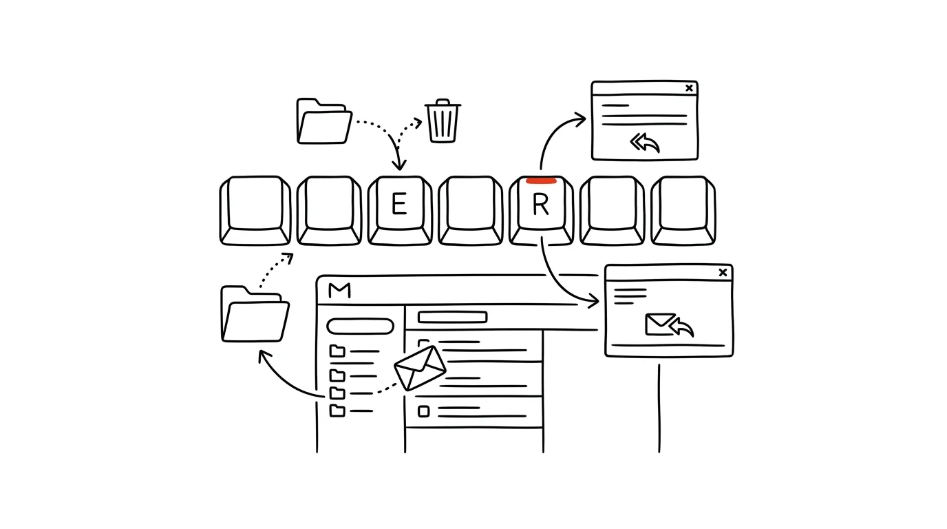 Illustration for: Gmail from the keyboard: E archives, R replies
