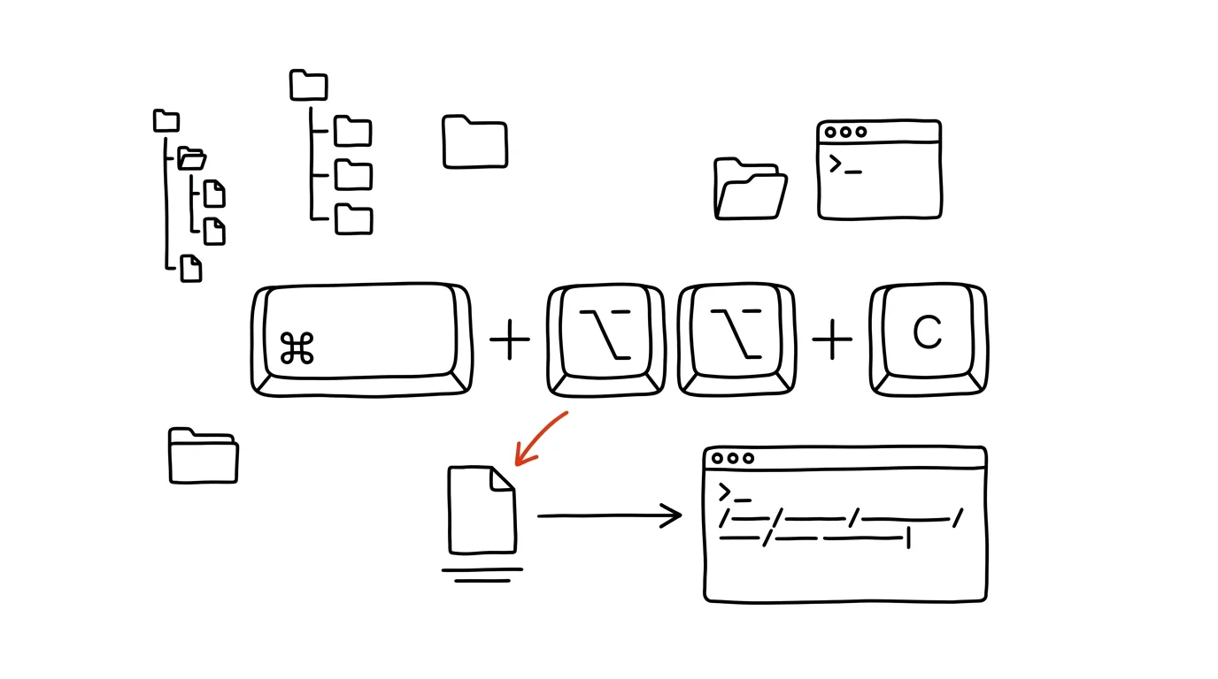 Illustration for: Copy a file's path: Cmd+Option+C in Finder