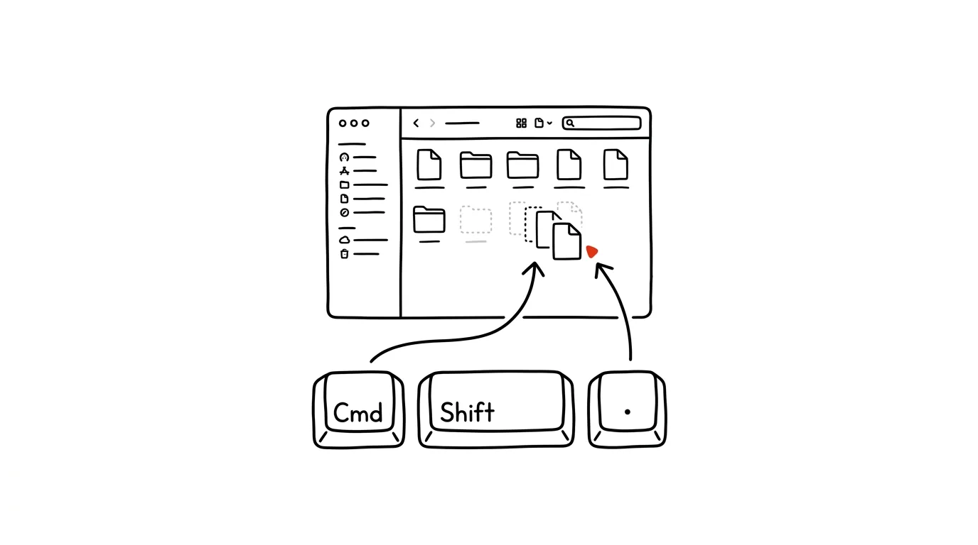 Illustration for: Show hidden files with a single shortcut