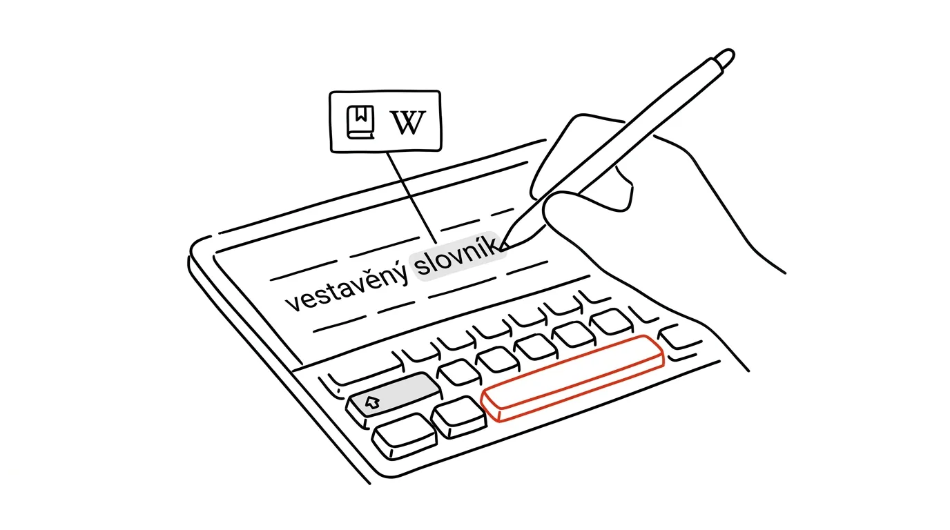 Illustration for: Look up a word with three fingers: the built-in dictionary