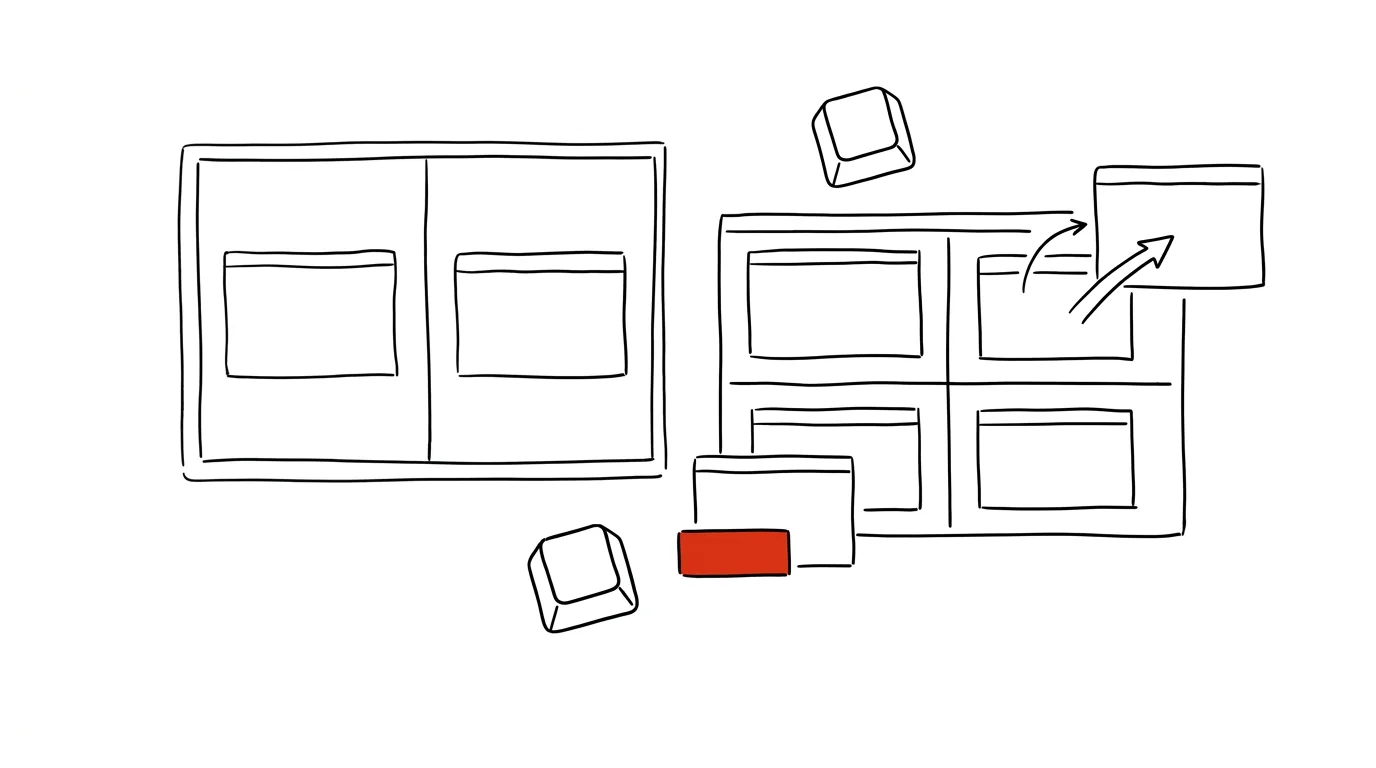 Illustration for: Half- and quarter-screen window layouts