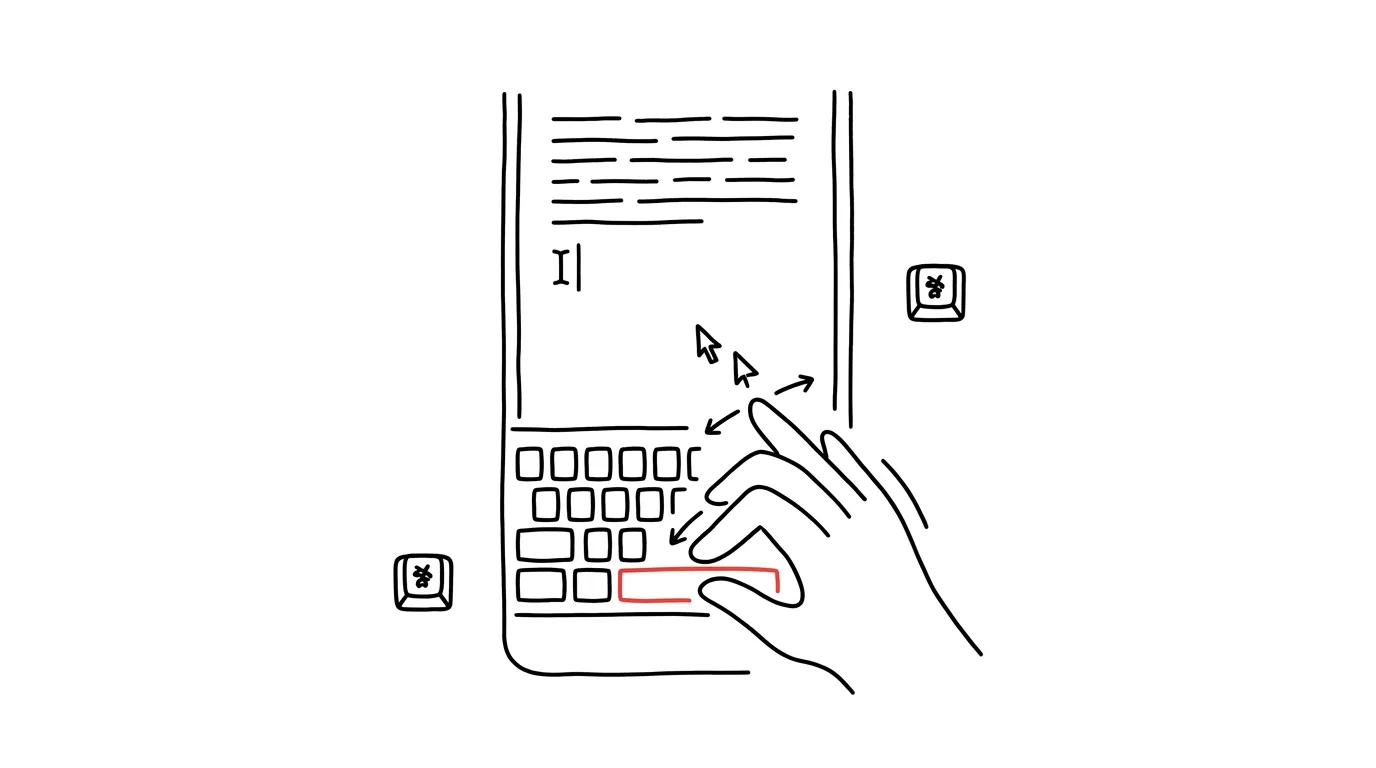 Illustration for: Hold the space bar: your keyboard turns into a trackpad