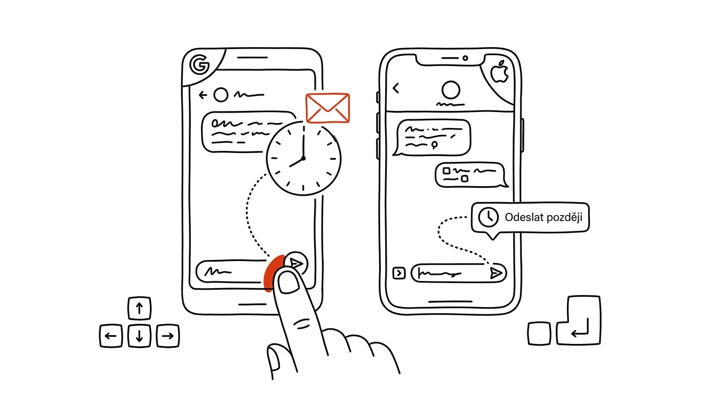 Illustration for: Scheduled sending for texts: write now, it goes out in the morning