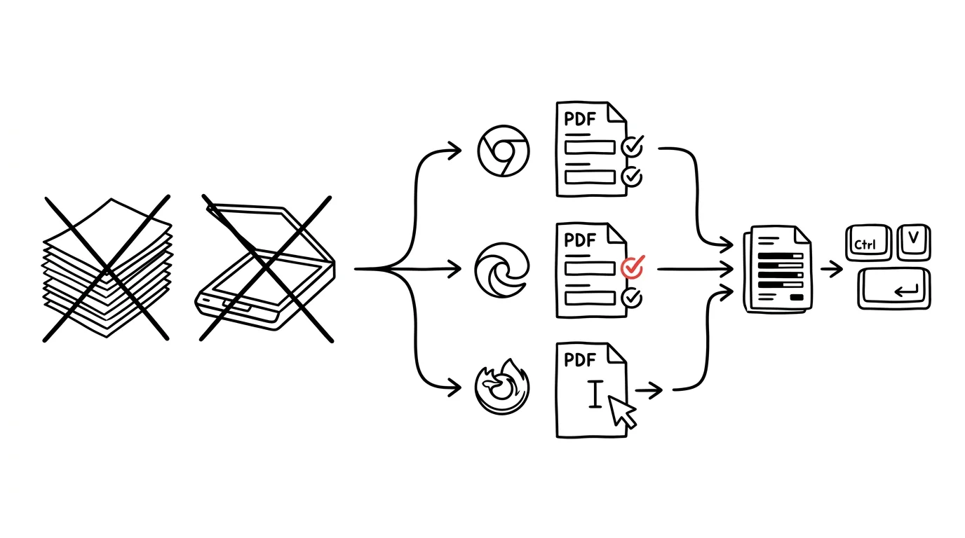 Illustration for: Fill out a PDF form in your browser — don't print, don't scan