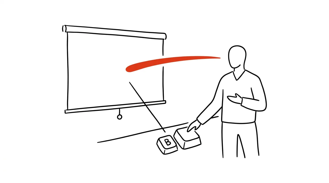 Illustration for: The B key while presenting: black out the screen, get attention