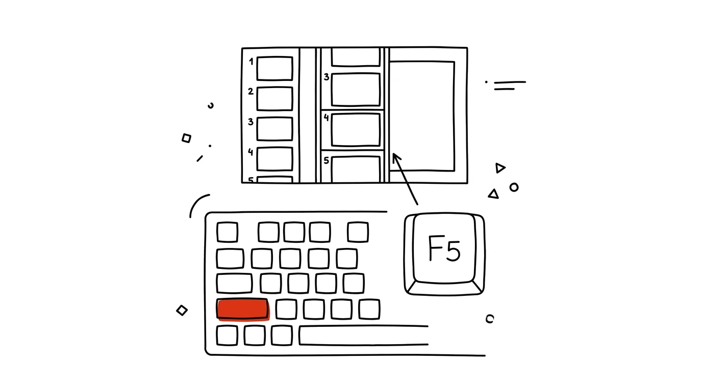 Illustration for: PowerPoint: Shift+F5 starts the show from the current slide