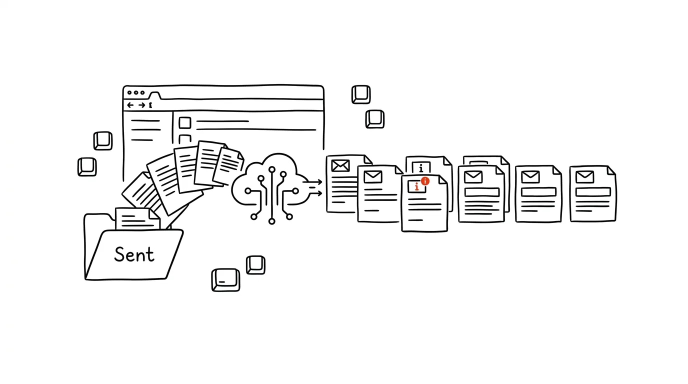Illustration for: Reply templates from your own sent mail: analysis, extraction, upkeep
