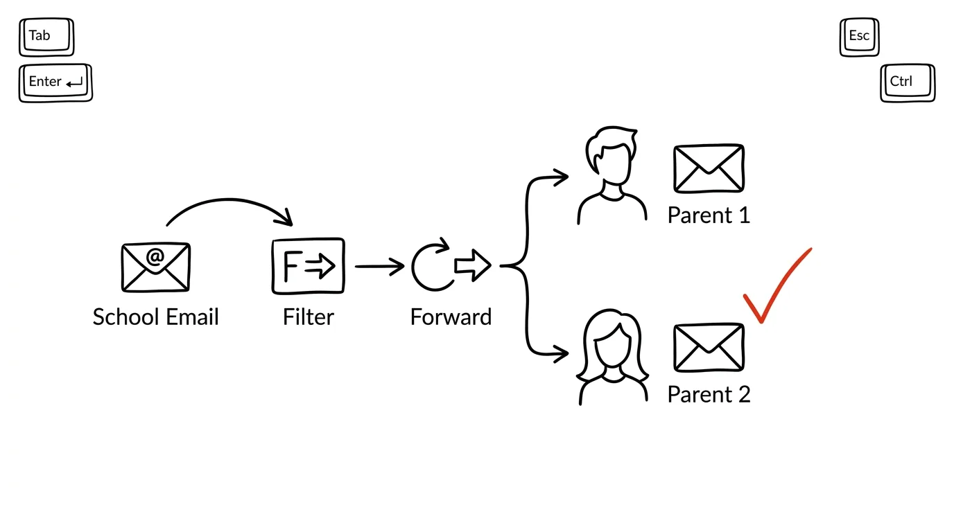 Illustration for: Get school emails to both parents: a filter with forwarding