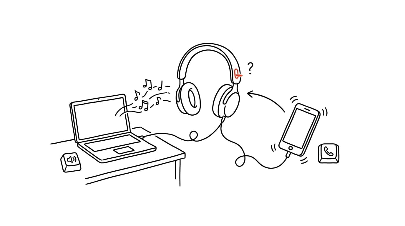 Illustration for: Multipoint: headphones connected to your computer and phone at once