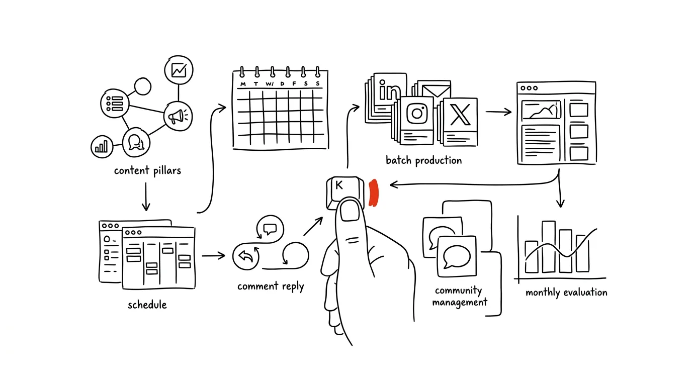 Illustration for: Social media on autopilot (with a human thumb)