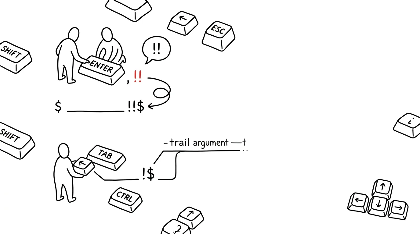 Illustration for: Two exclamation marks repeat your last command — even with sudo in front