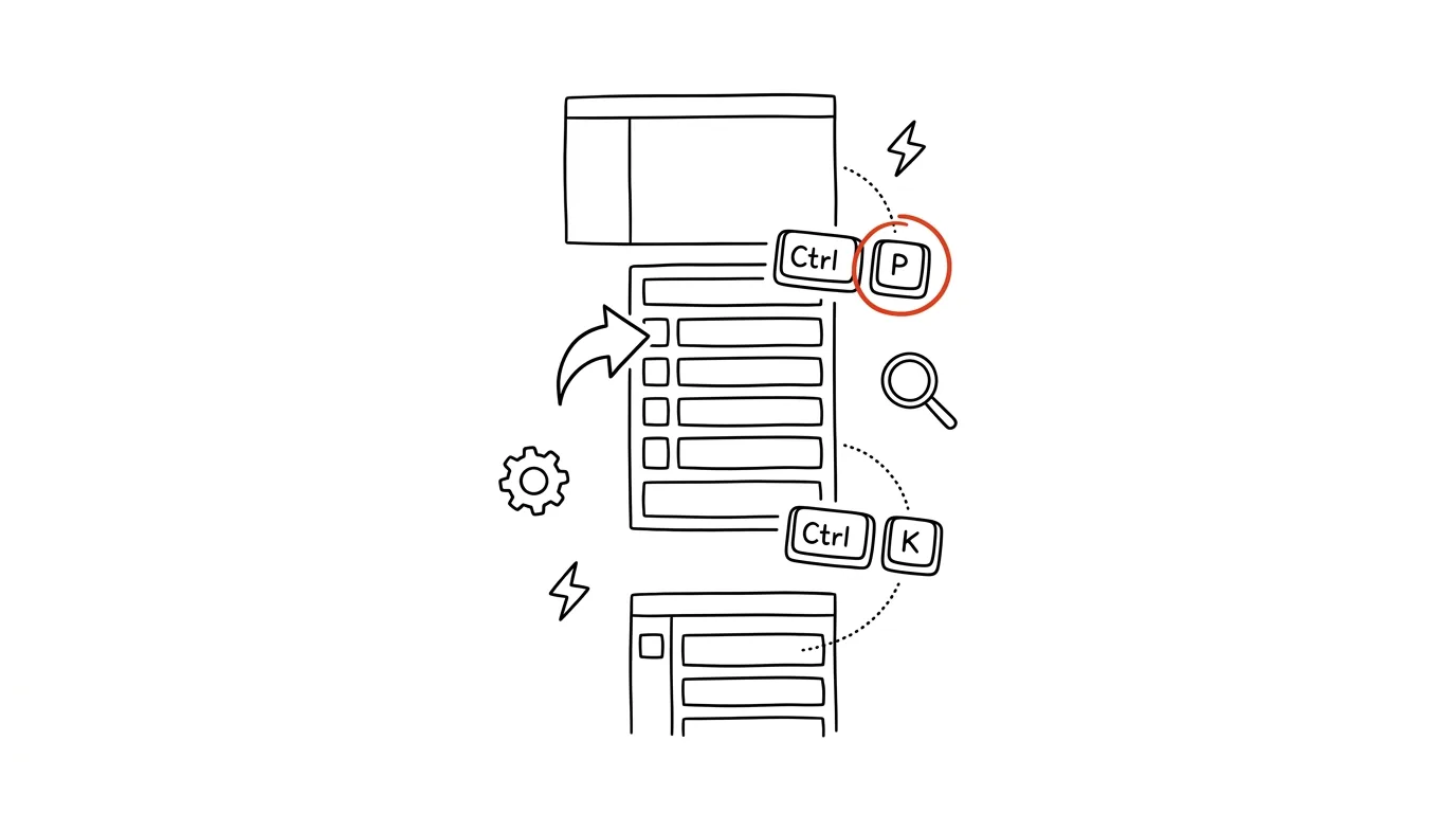 Illustration for: Almost every app has a quick switcher: try Ctrl+P or Ctrl+K