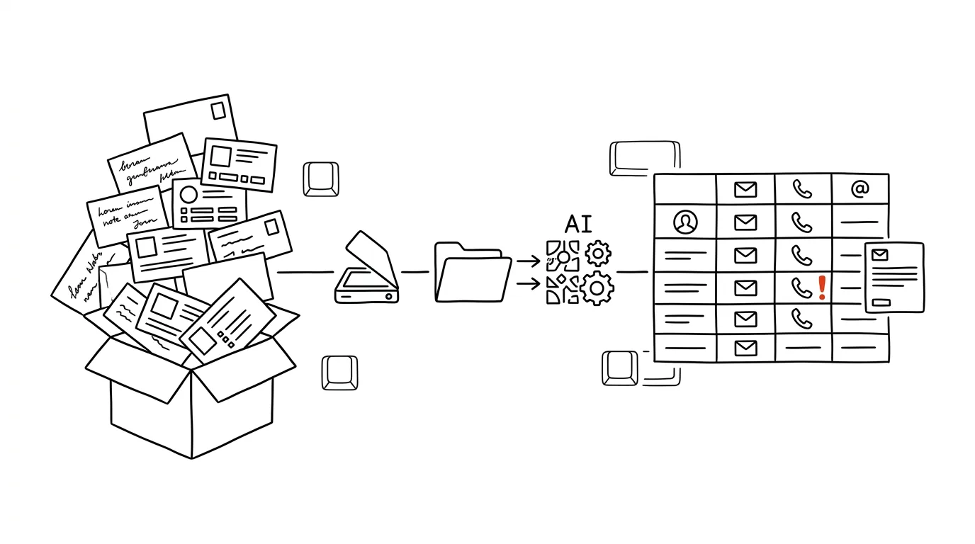 Illustration for: From a box of business cards to a CRM table in one evening