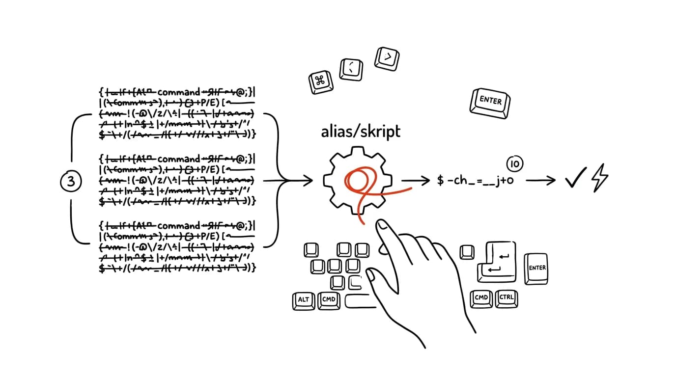 Illustration for: Aliases and scripts: automate what you type three times