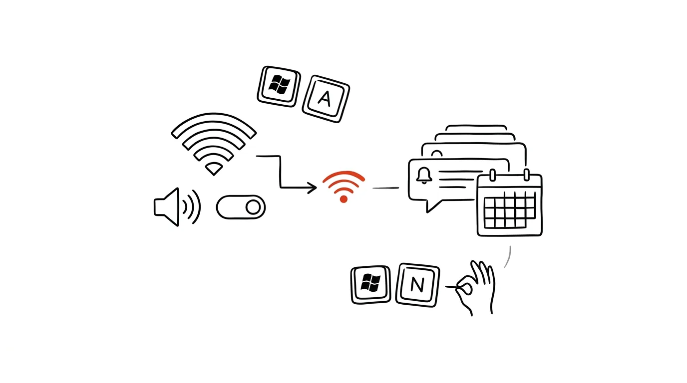 Illustration for: Quick settings and notifications without a mouse