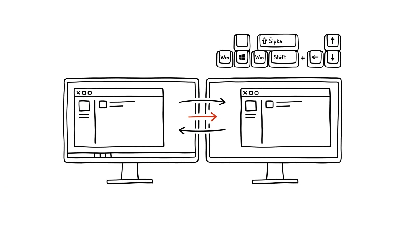 Illustration for: Move a window to the other monitor without touching the mouse