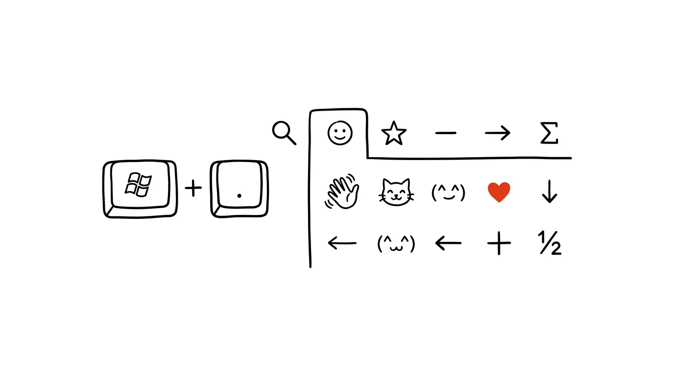 Illustration for: Win+period: emoji, symbols, and special characters