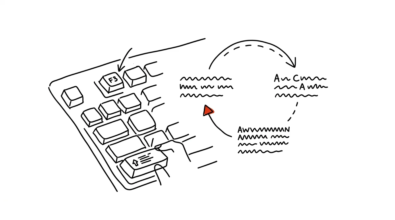 Illustration for: Shift+F3: change letter case without retyping